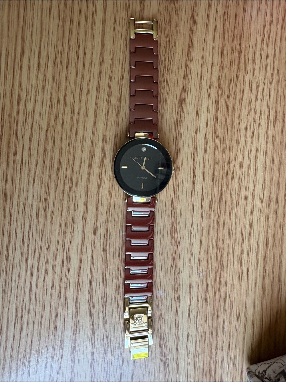 Anne Klein Brown Ceramic Bracelet Watch with Gold Accents